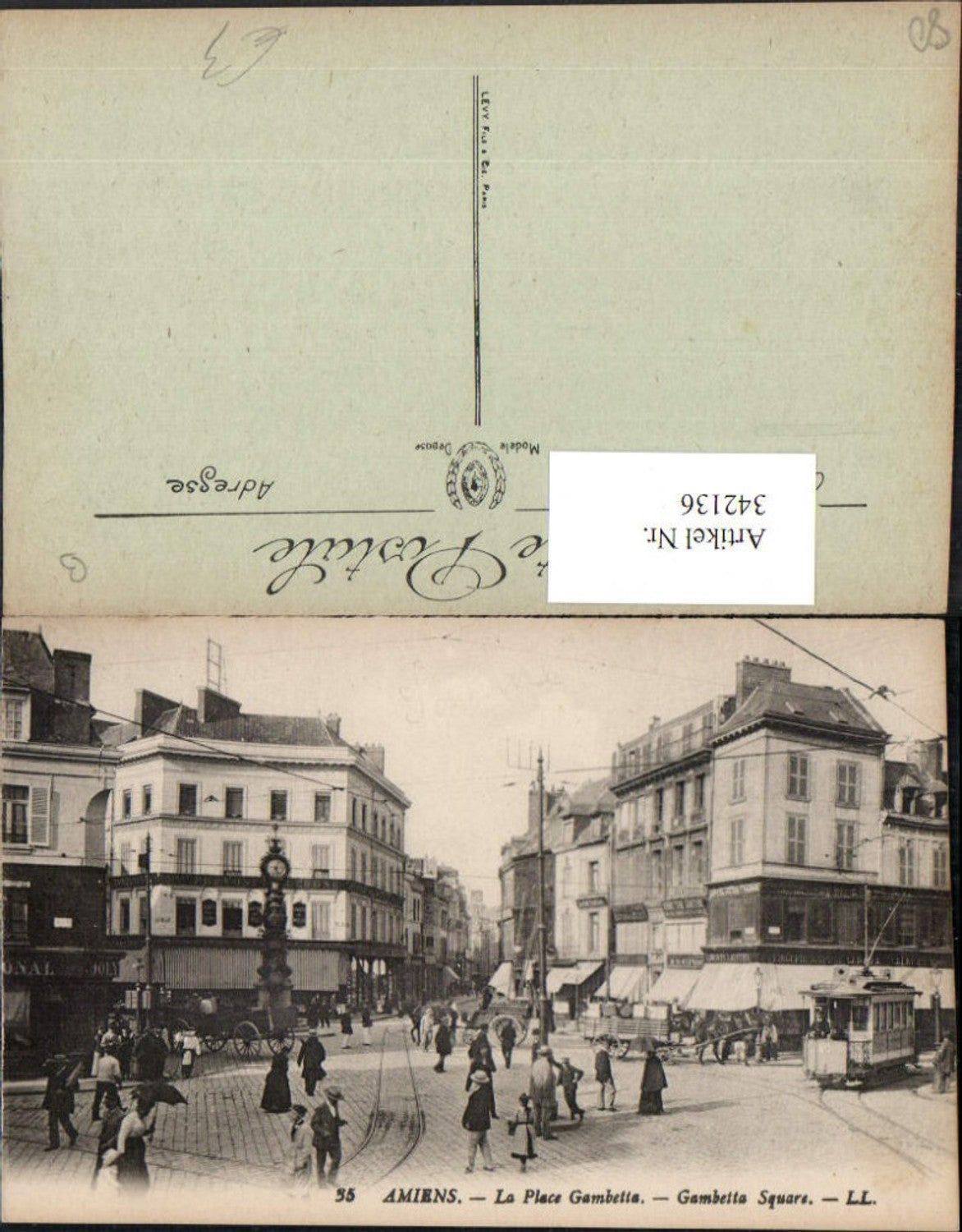342136,Picardie Somme Amiens La Place Gambetta Straßenansicht Straßenbahn