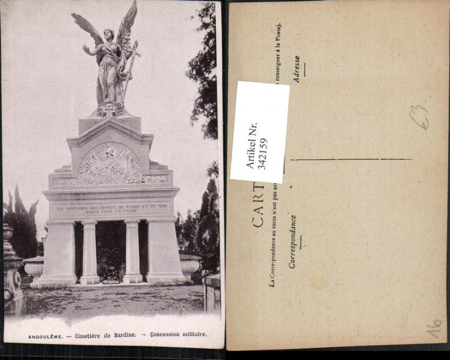 342159,Poitou-Charentes Charente Angouleme Cimetiere de Bardine Concession militaire Friedhof