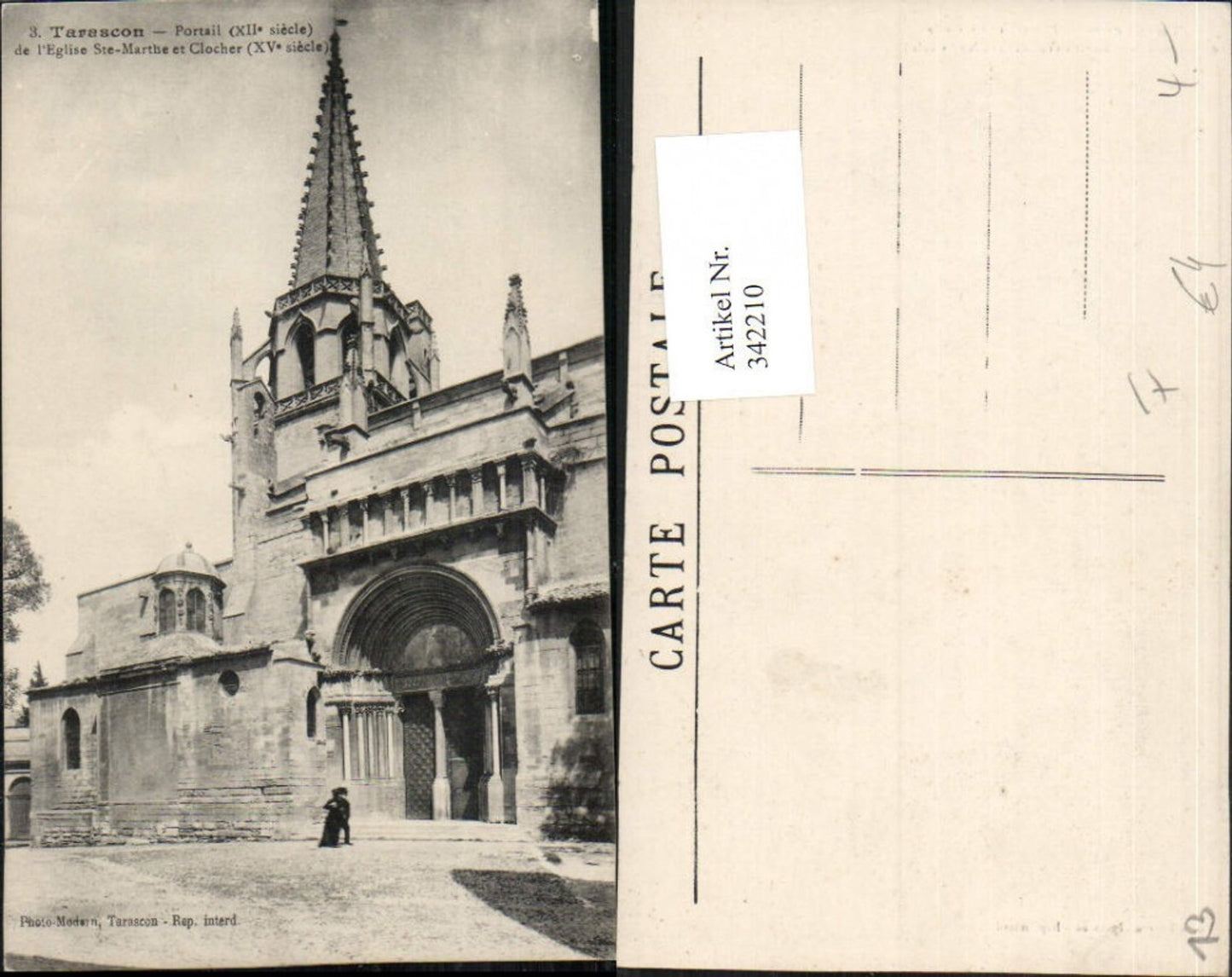 342210,Provence-Alpes-Cote-Azur Bouches-de-Rhone Tarascon Portail de Eglise Ste-Marthe Kirche