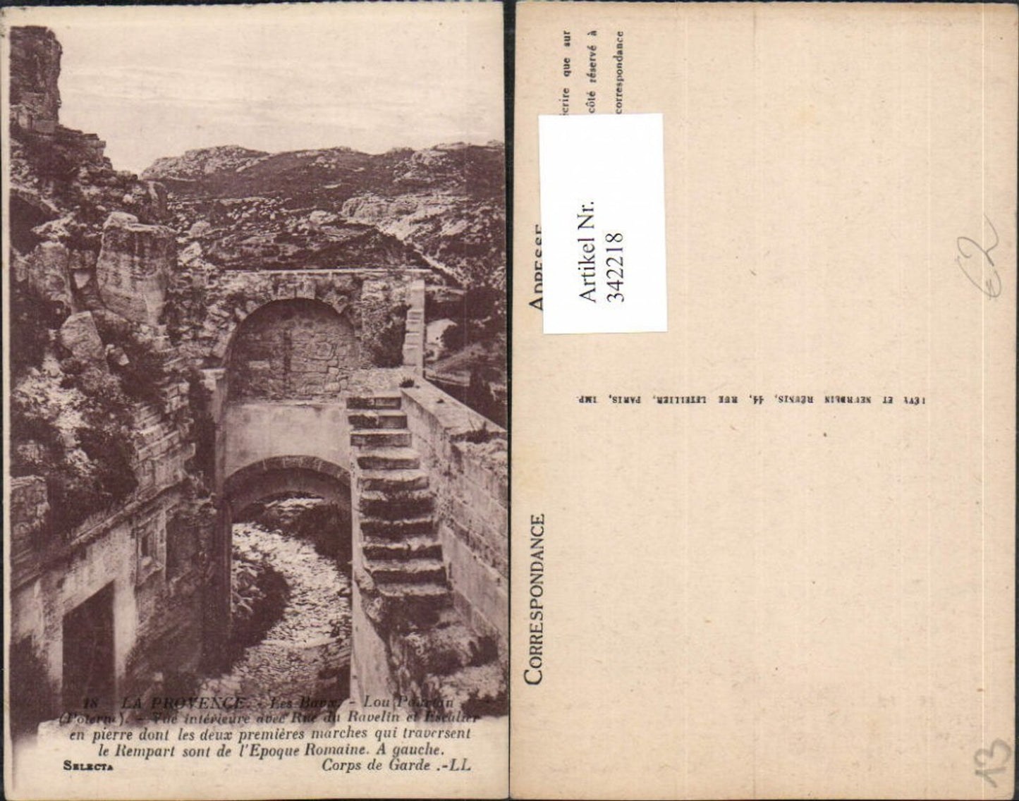 342218,Provence-Alpes-Cote-Azur Bouches-de-Rhone Les Baux Rue du Ravelin Escalier Stiege