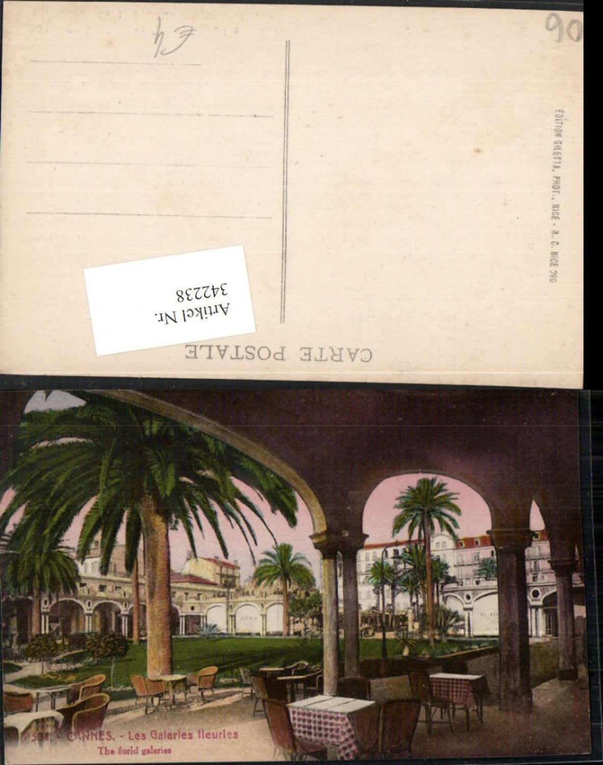 342238,Provence-Alpes-Cote-Azur Alpes-Maritimes Cannes Les Galeries fleuries Terrasse Palmen