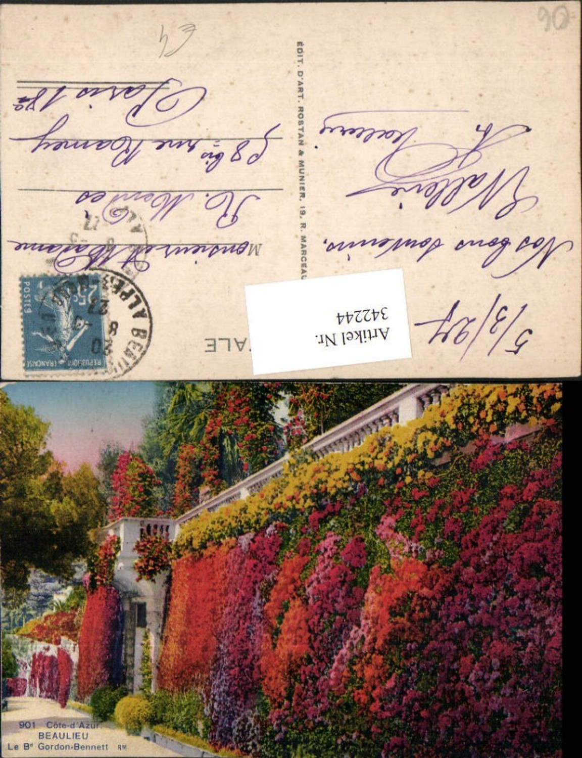 342244,Provence-Alpes-Cote-Azur Alpes-Maritimes Beaulieu Le Gordon-Bennett Blumen