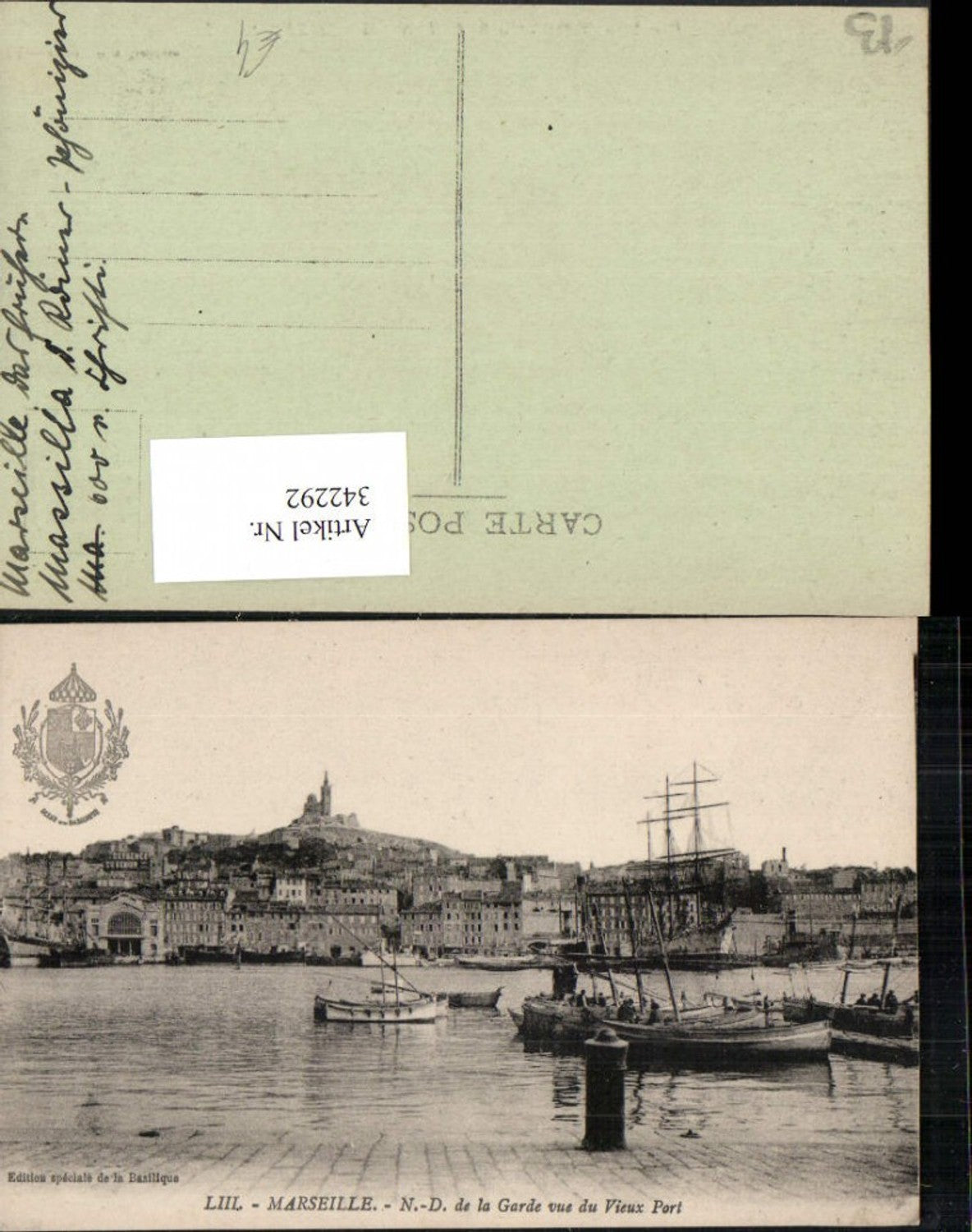 342292,Provence-Alpes-Cote-Azur Bouches-de-Rhone Marseille Notre-Dame vue du Vieux Port Hafen