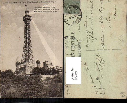 342396,Rhone-Alpes Rhone Lyon La Tour Metallique et le Restaurant Gay Leuchtturm Turm