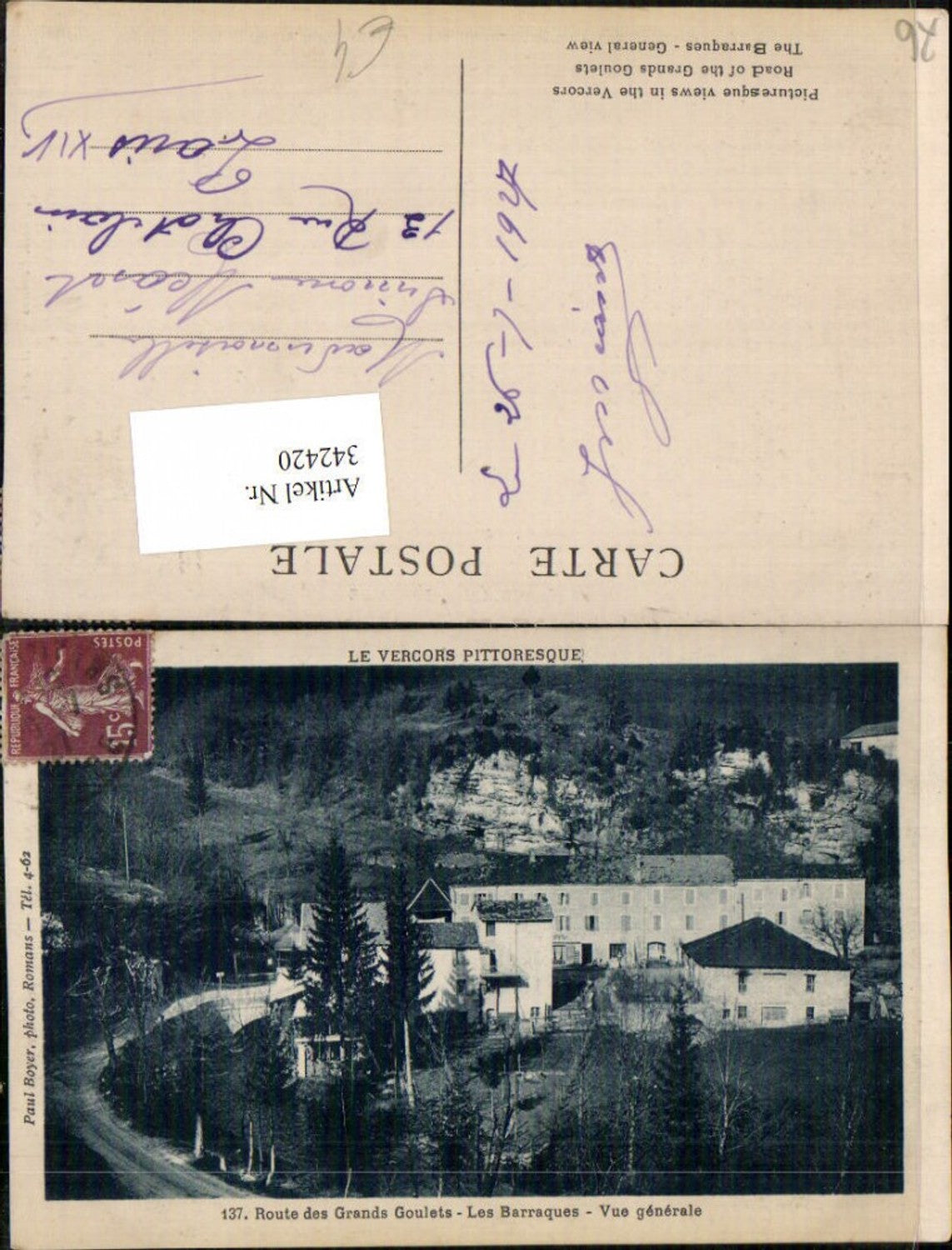 342420,Rhone-Alpes Drome Route des Grands Goulets Les Barraques