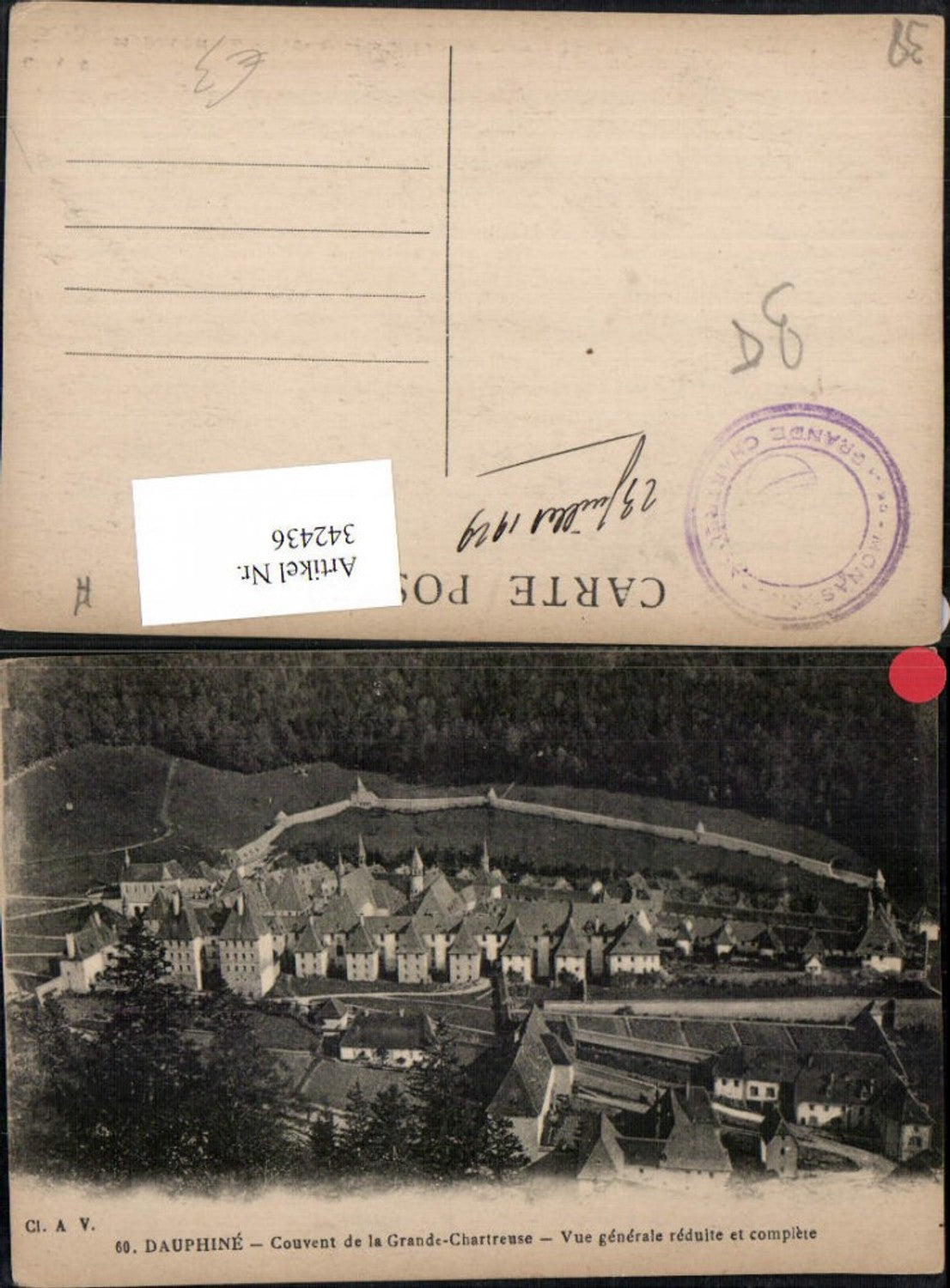 342436,Rhone-Alpes Isere Dauphine Couvent de la Grande Chartreuse Vue generale reduite et complete
