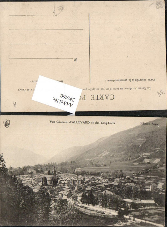 342450,Rhone-Alpes Isere Vue Generale d'Allevard et des Cinq-Crets Totale