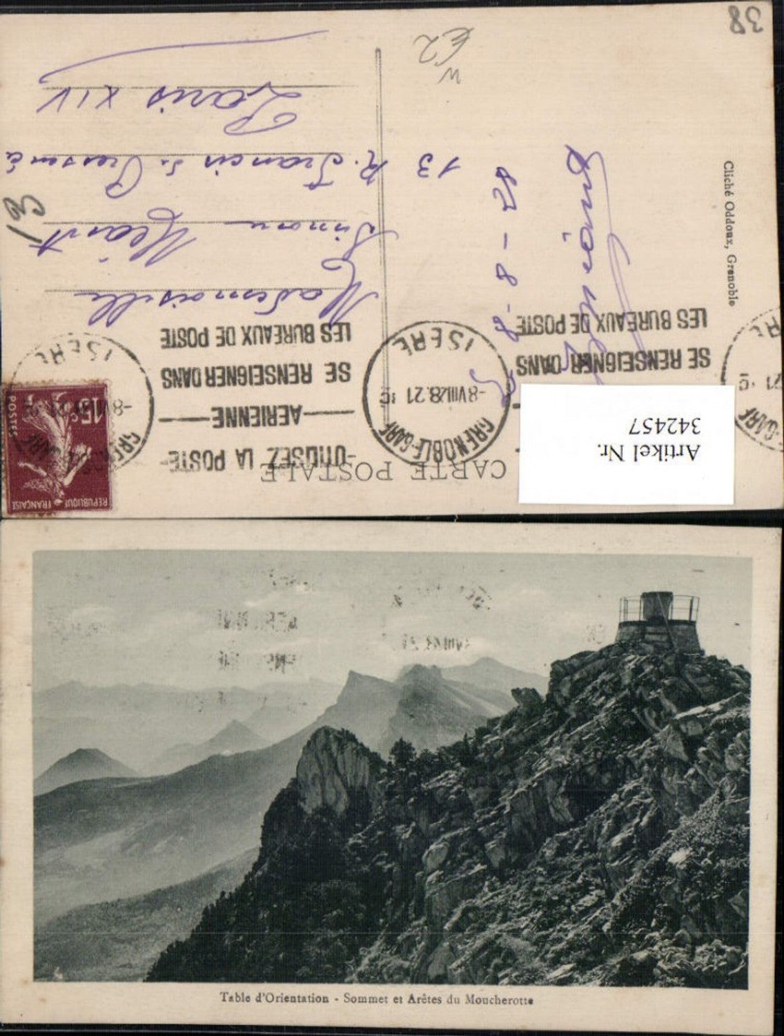 342457,Rhone-Alpes Isere Table d'Orientation Sommet et Aretes du Moucherotte Bergkulisse