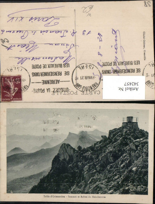 342457,Rhone-Alpes Isere Table d'Orientation Sommet et Aretes du Moucherotte Bergkulisse