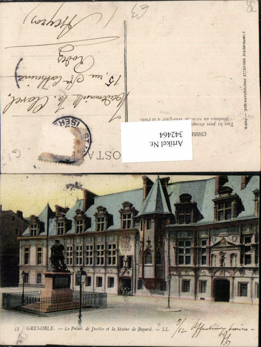 342464,Rhone-Alpes Isere Grenoble Le Palais de Justice et la Statue de Bayard Justizpalast