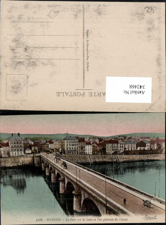 342468,Rhone-Alpes Loire Roanne Le Pont sur la Loire et Vue generale du Coteau Brücke