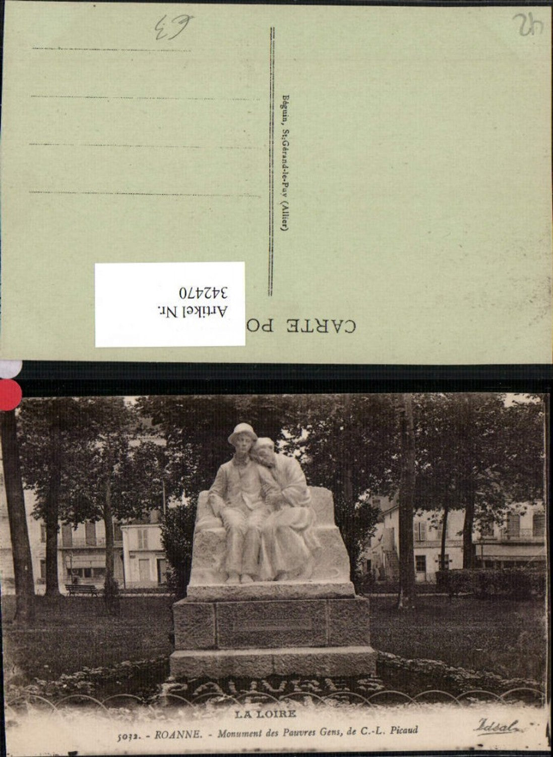 342470,Rhone-Alpes Loire Roanne Monument des Pauvres Gens Denkmal