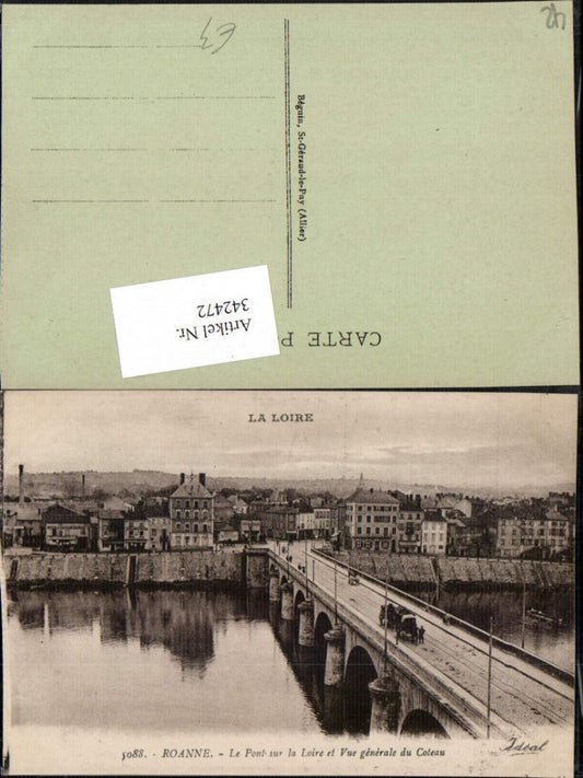342472,Rhone-Alpes Loire Roanne Le Pont sur la Loire et Vue gefnerale du Coteau Brücke