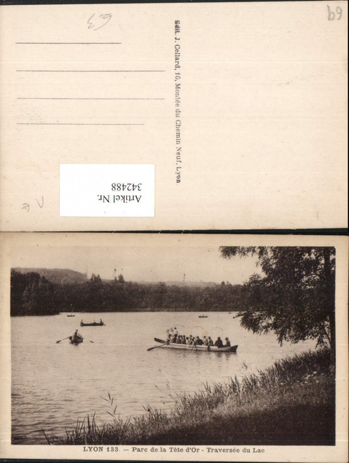 342488,Rhone-Alpes Rhone Lyon Parc de la Tete-d#Or Traversee du Lac See Ruderboot