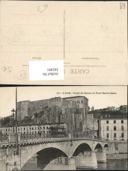 342491,Rhone-Alpes Rhone Lyon Pont de Serin et fort Saint-Jean Brücke Festung