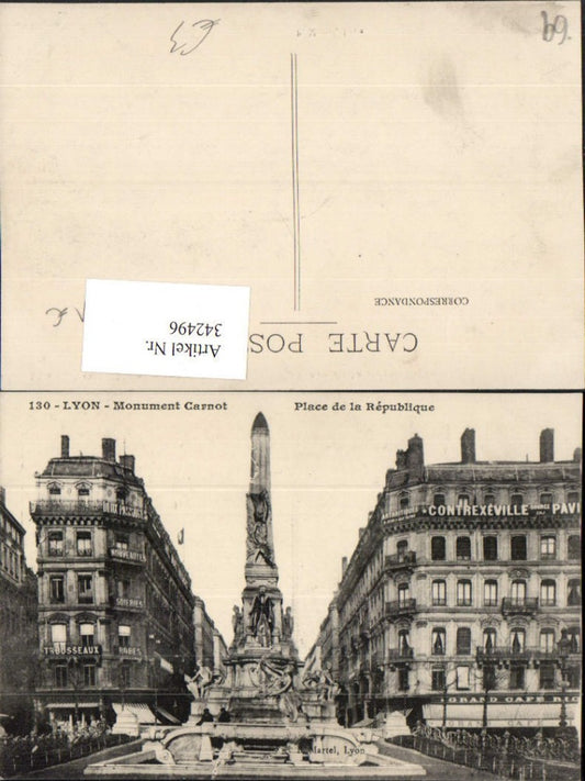 342496,Rhone-Alpes Rhone Lyon Place de la Republique Monument Carnot