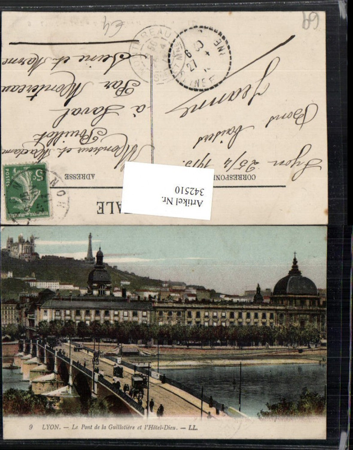 342510,Rhone-Alpes Rhone Lyon Le Pont de la Guillotiere et l'Hotel-Dieu Brücke