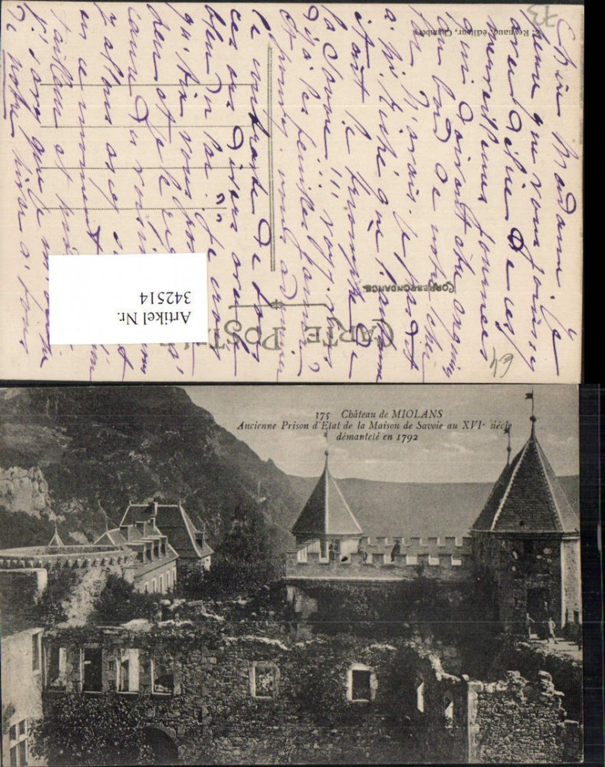 342514,Rhone-Alpes Savoie Chateau de Miolans Ancienne Prison d'Etat Maison de Savoie Gefängnis