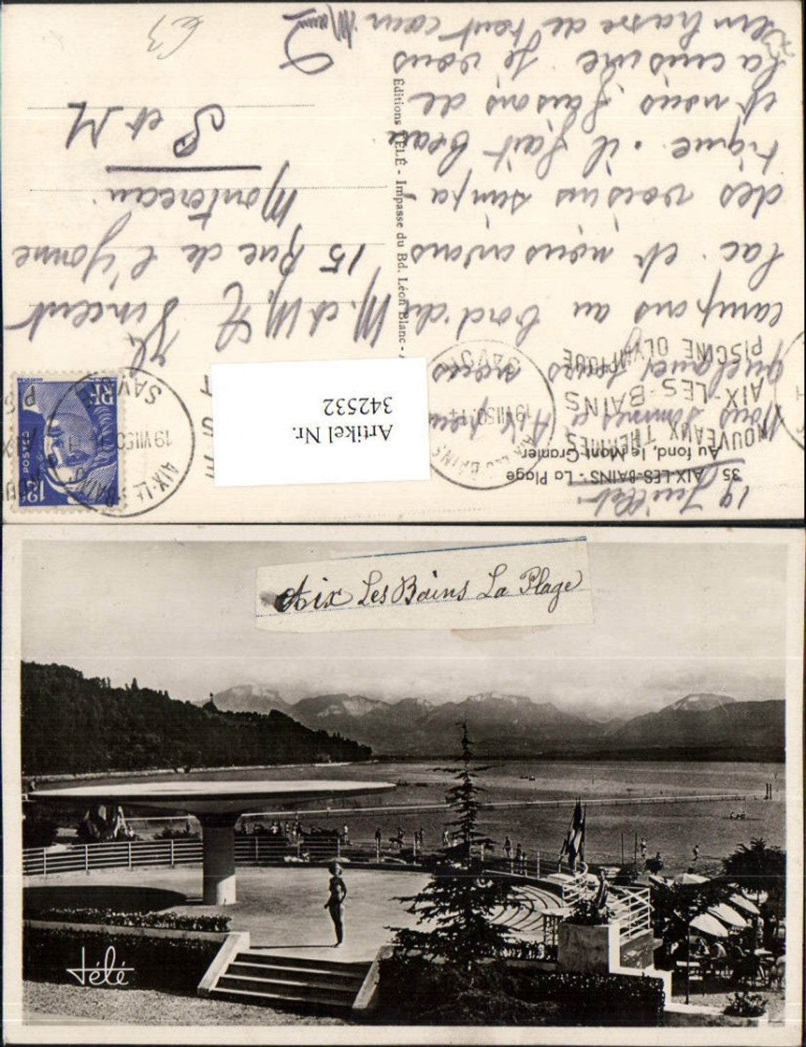 342532,Rhone-Alpes Savoie Aix-les-Bains La Polage Au fond le Mont-Granier Strandbad