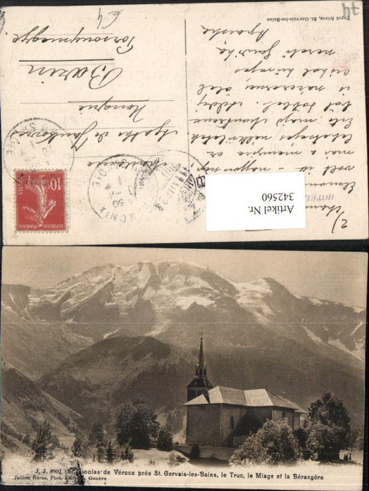 342560,Rhone-Alpes Haute-Savoie St. Nicolas de Veroce pres St. Gervais-les-Bains Kirche Bergkulisse