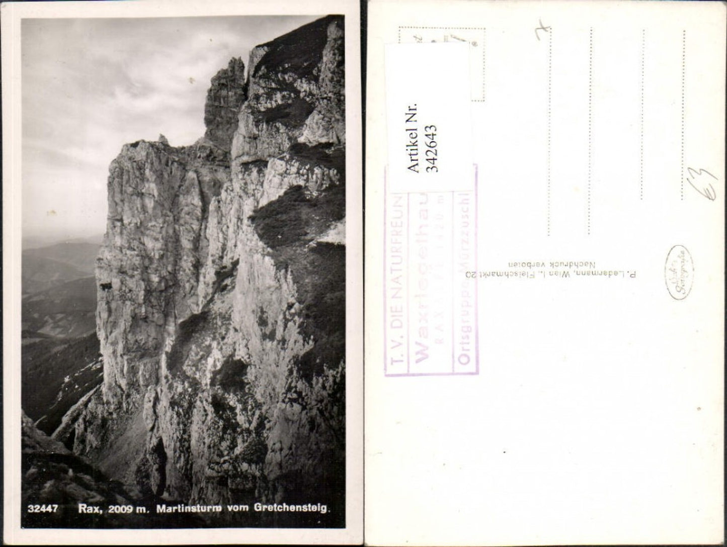342643,Rax Martinsturm vom Gretchensteig b. Reichenau Felswand