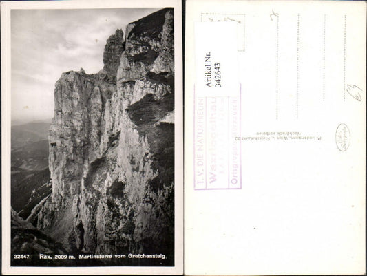 342643,Rax Martinsturm vom Gretchensteig b. Reichenau Felswand