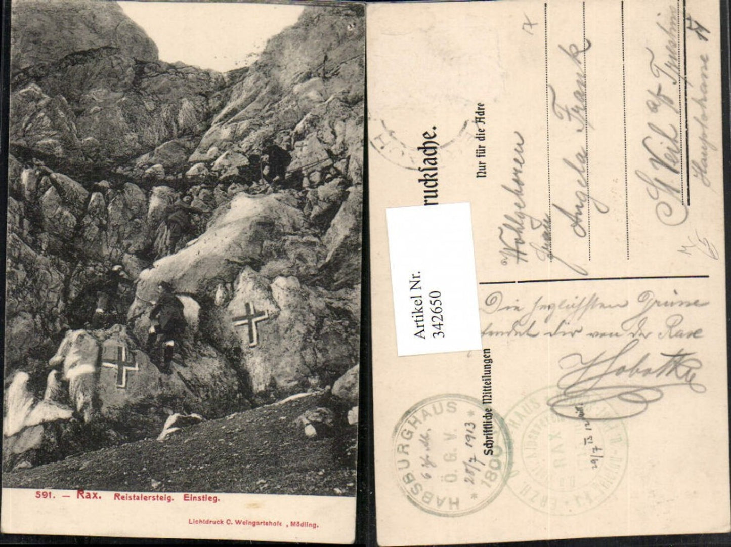 342650,Rax Reistalersteig Reißtalersteig Einstieg b. Reichenau Kletterer Bergsteiger