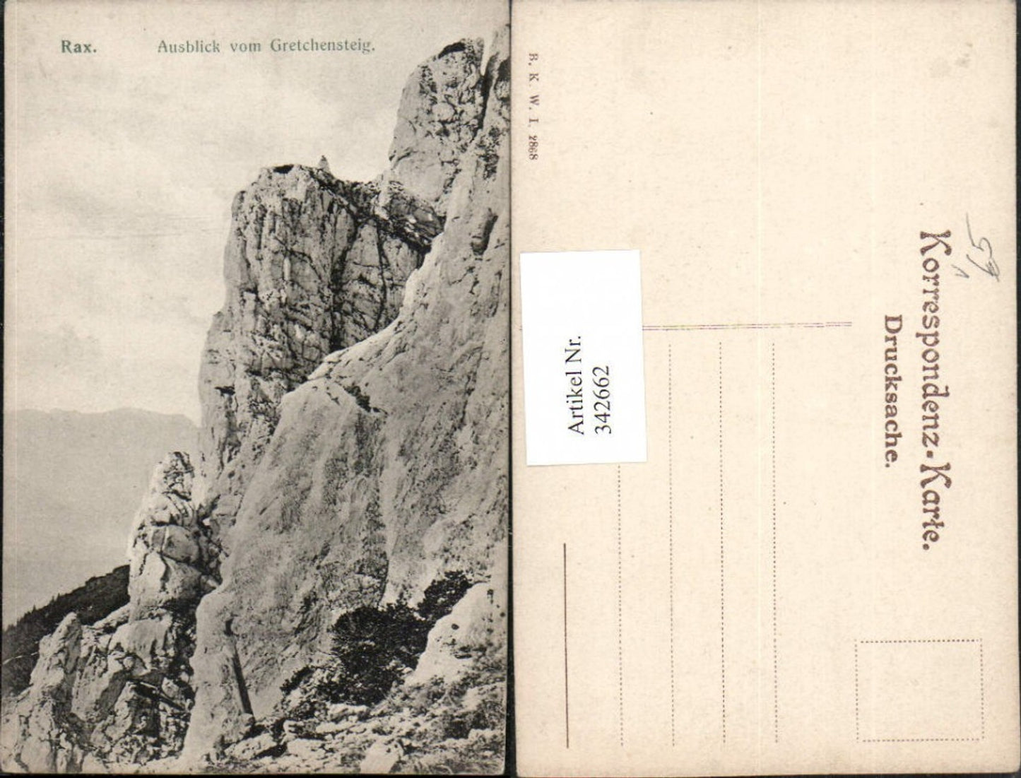 342662,Rax Ausblick vom Gretchensteig b. Reichenau pub B.K.W.I. 2868