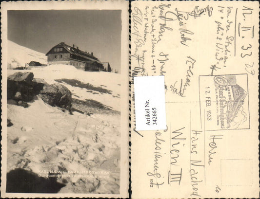 342665,Rax Karl Ludwig Haus Berghütte b. Reichenau Winterbild