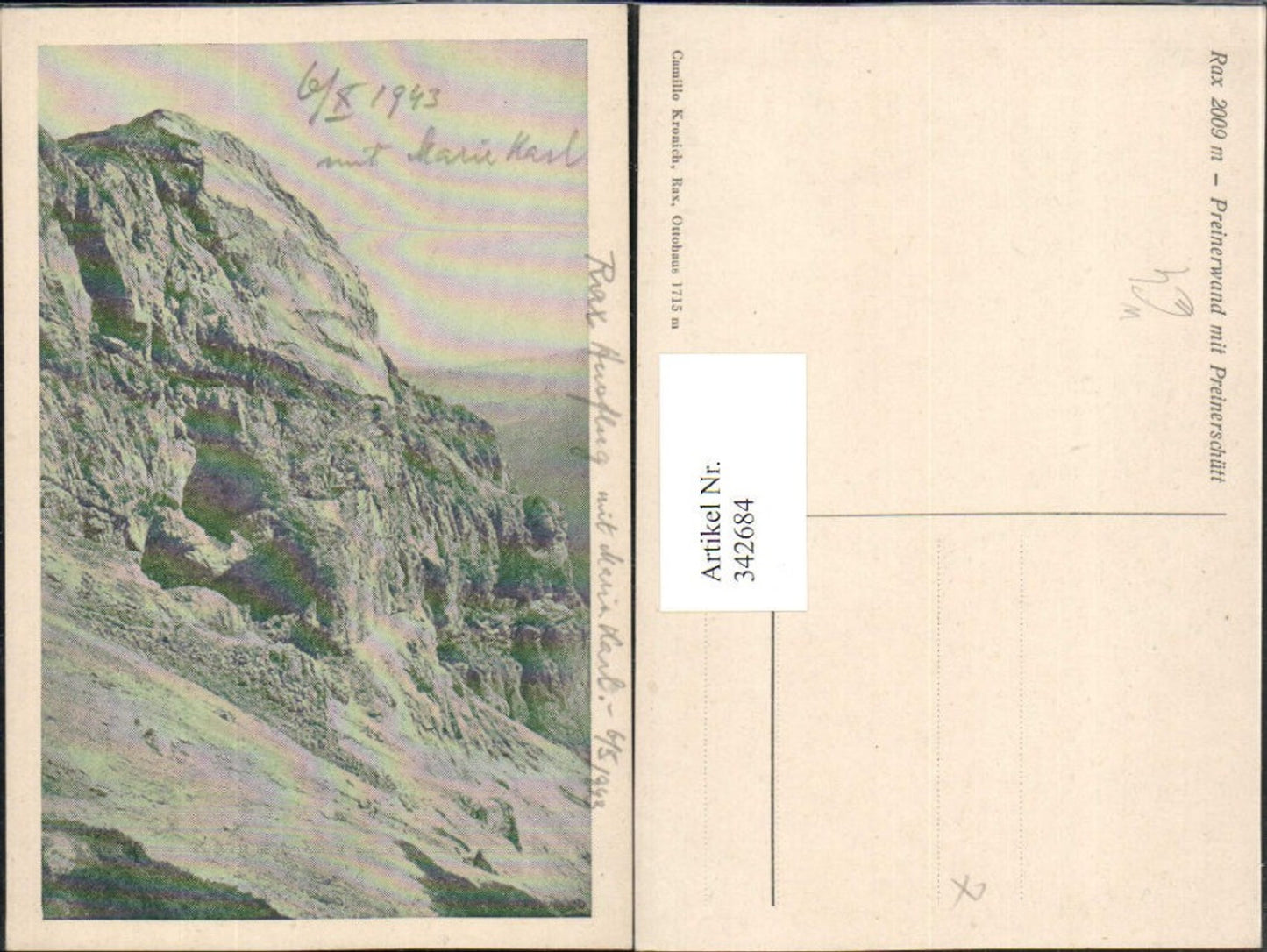 342684, Rax Preinerwand m. Preinerschütt b. ​​Prein Reichenau Felsen