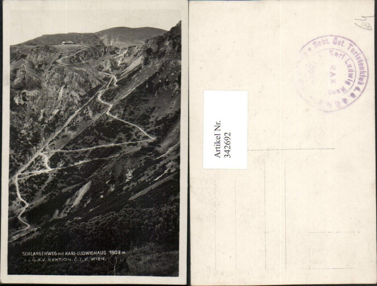 342692,Schlangenweg m. Karl-Ludwig-Haus Berghütte b. Reichenau