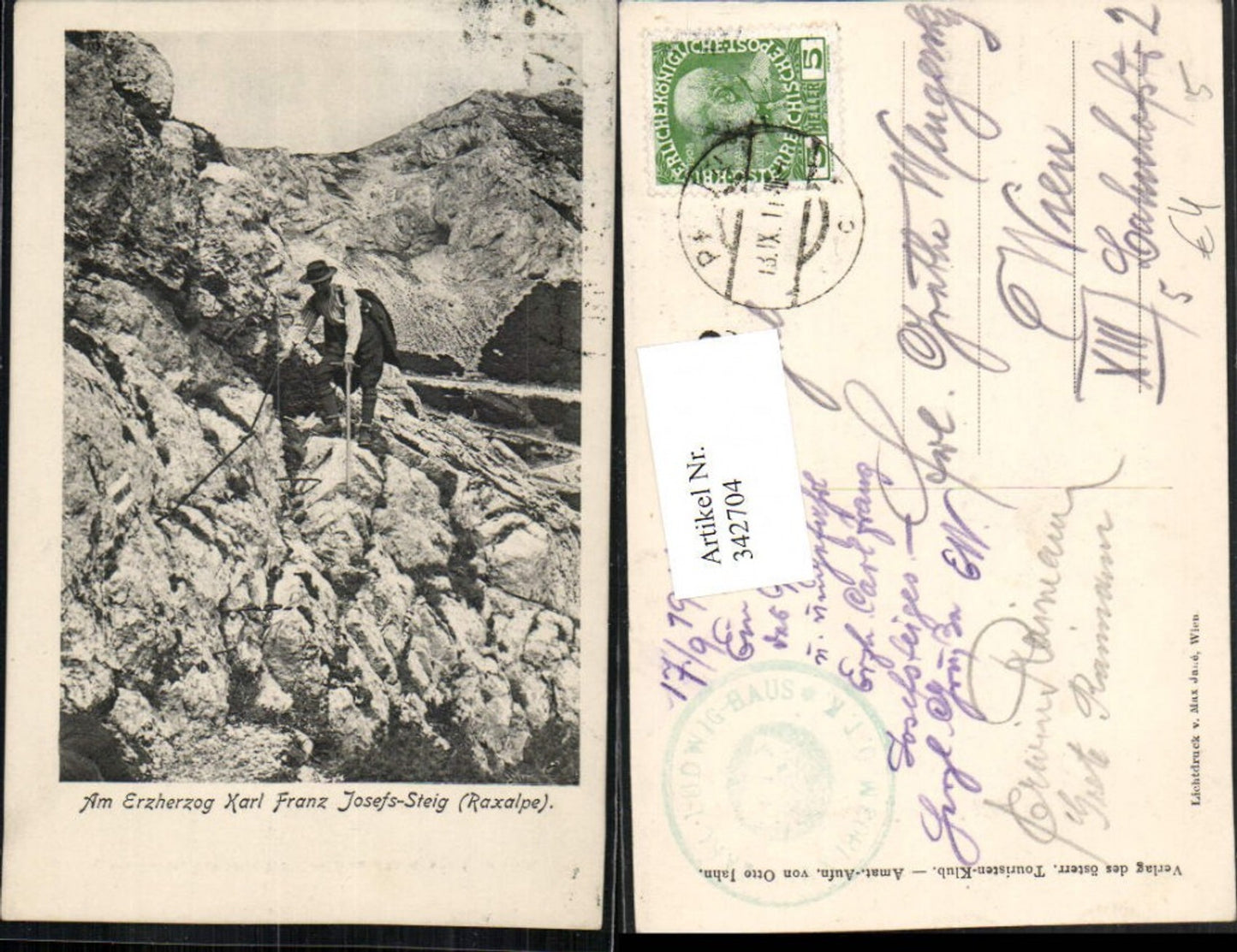 342704,Raxalpe Am Erzherzog Karl Franz Josef-Steig b. Reichenau Bergsteiger