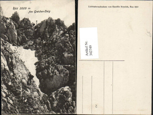 342749,Rax Am Gretchen-Steig b. Reichenau Felswand Kletterer Bergsteiger
