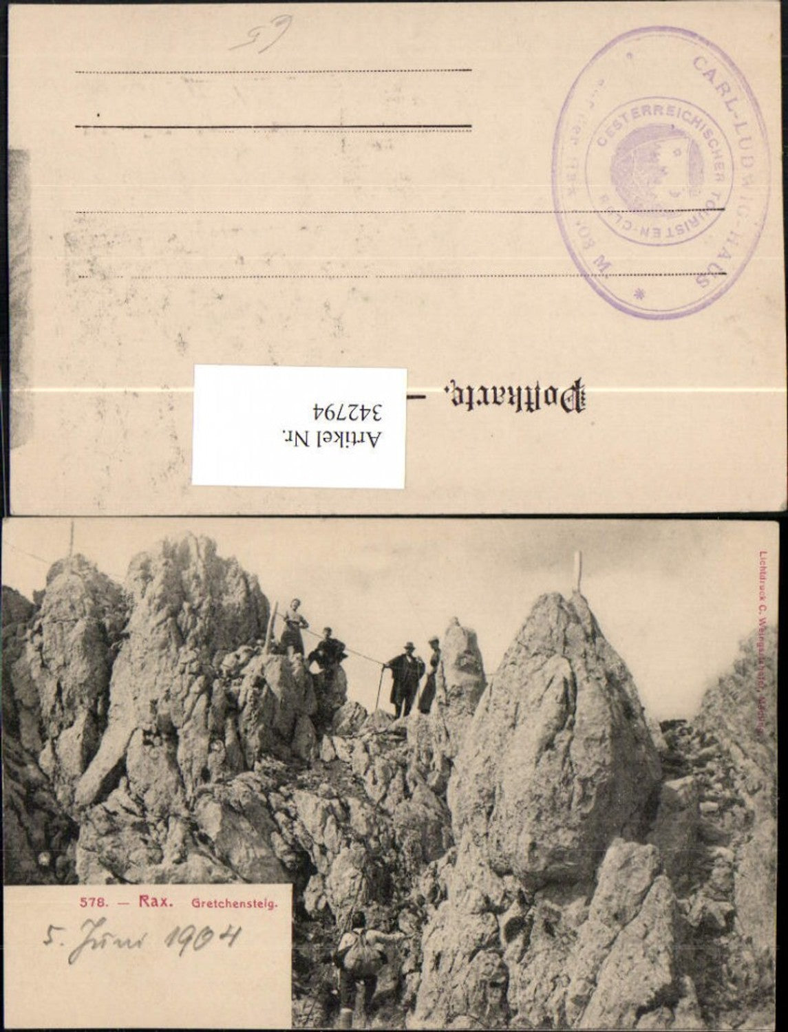 342794,Rax Gretchensteig b. Reichenau Bergsteiger Kletterer
