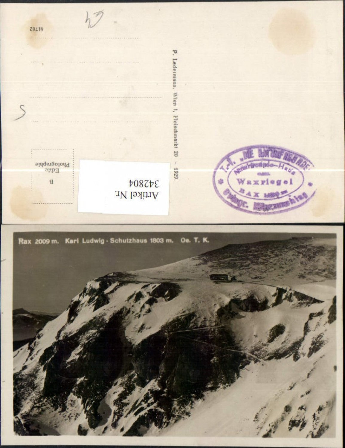 342804,Rax Karl Ludwig-Schutzhaus Berghütte b. Reichenau