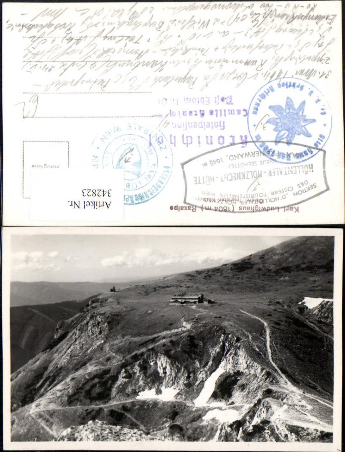 342823,Raxalpe Karl Ludwig-Haus Berghütte b. Reichenau Bergkulisse