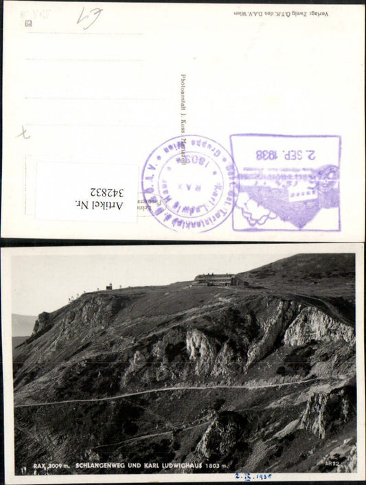 342832,Rax Schlangenweg m. Karl Ludwig-Haus Berghütte b. Reichenau