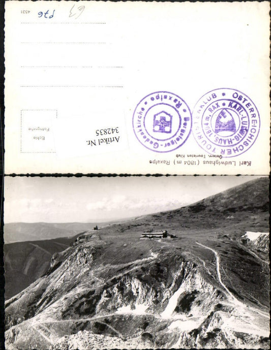 342835,Raxalpe Karl Ludwig-Haus Berghütte b. Reichenau Bergkulisse