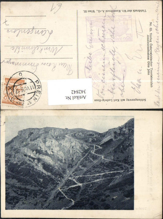 342842,Rax Schlangenweg m. Karl Ludwig-Haus Berghütte Bergkulisse