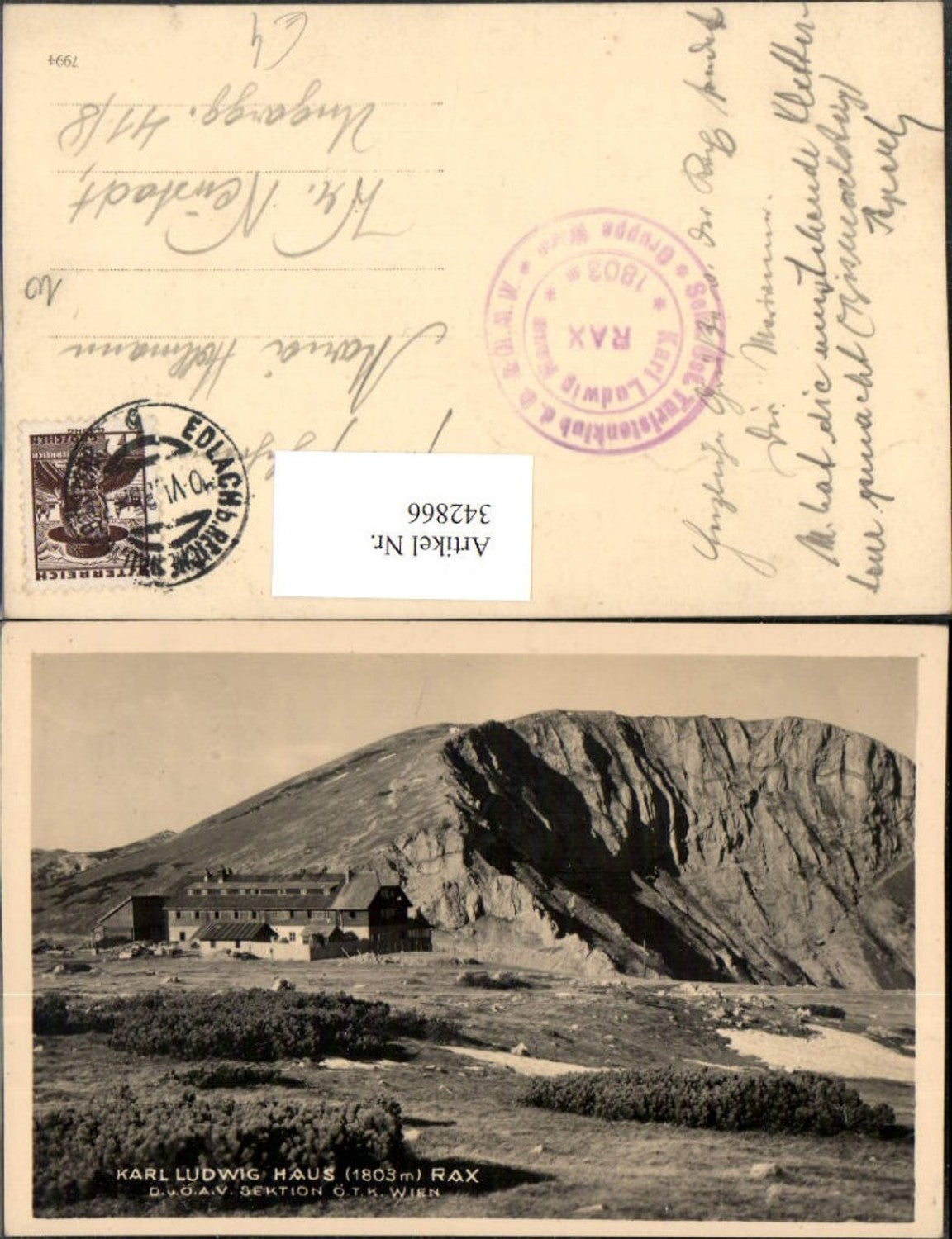 342866,Rax Karl Ludwig-Haus Berghütte b. Prein Reichenau Bergkulisse
