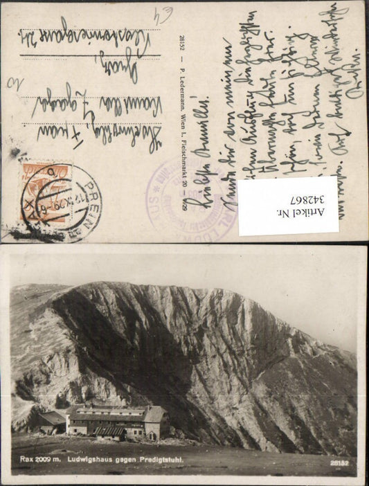 342867,Rax Ludwig-Haus Berghütte geg. Predigtstuhl b. Prein Reichenau Bergkulisse