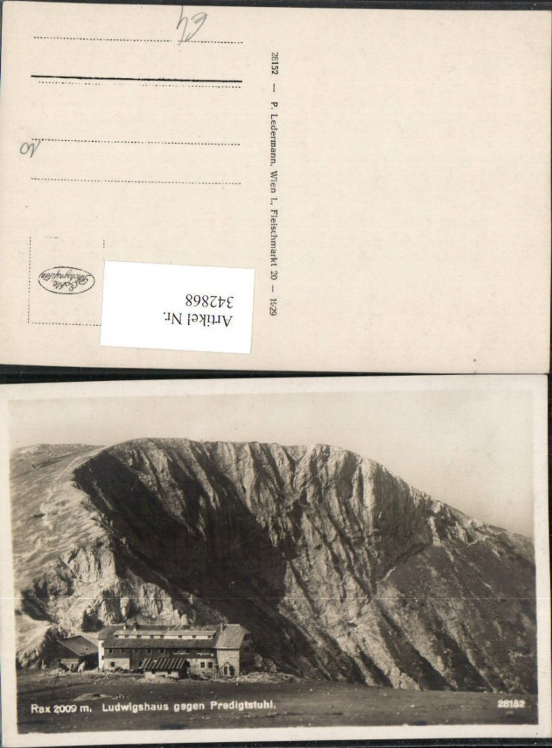 342868,Rax Ludwig-Haus Berghütte geg. Predigtstuhl b. Prein Reichenau Bergkulisse