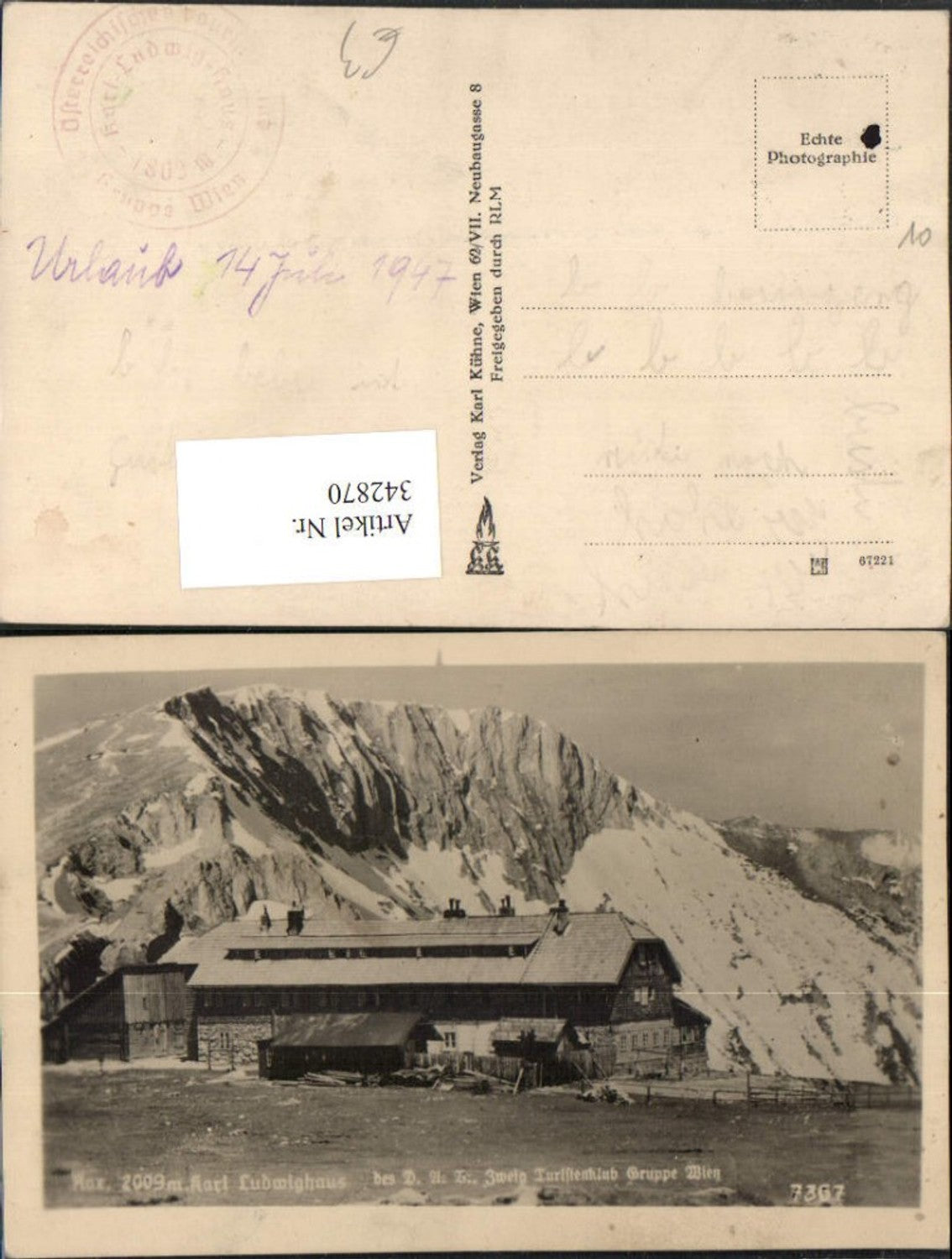 342870,Rax Karl Ludwig-Haus Berghütte b. Prein Reichenau Bergkulisse