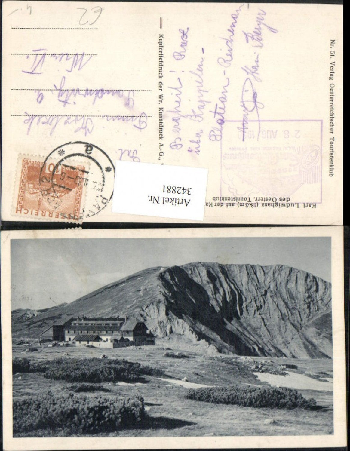 342881,Karl Ludwig-Haus Berghütte auf d. Raxalpe b. Prein Reichenau Bergkulisse