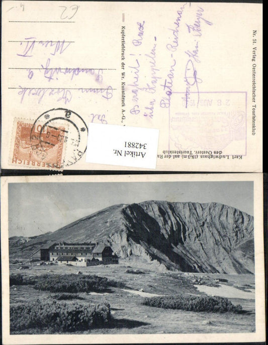 342881,Karl Ludwig-Haus Berghütte auf d. Raxalpe b. Prein Reichenau Bergkulisse