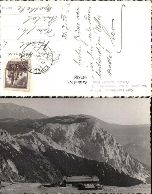 342889,Rax Karl Ludwig-Haus Berghütte m. Predigstuhl b. Prein Reichenau Bergkulisse