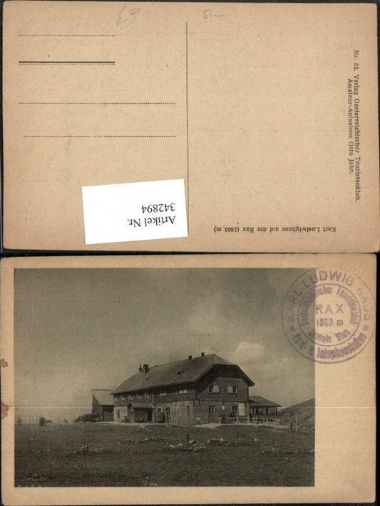 342894,Karl Ludwig-Haus Berghütte auf d. Rax b. Prein Reichenau