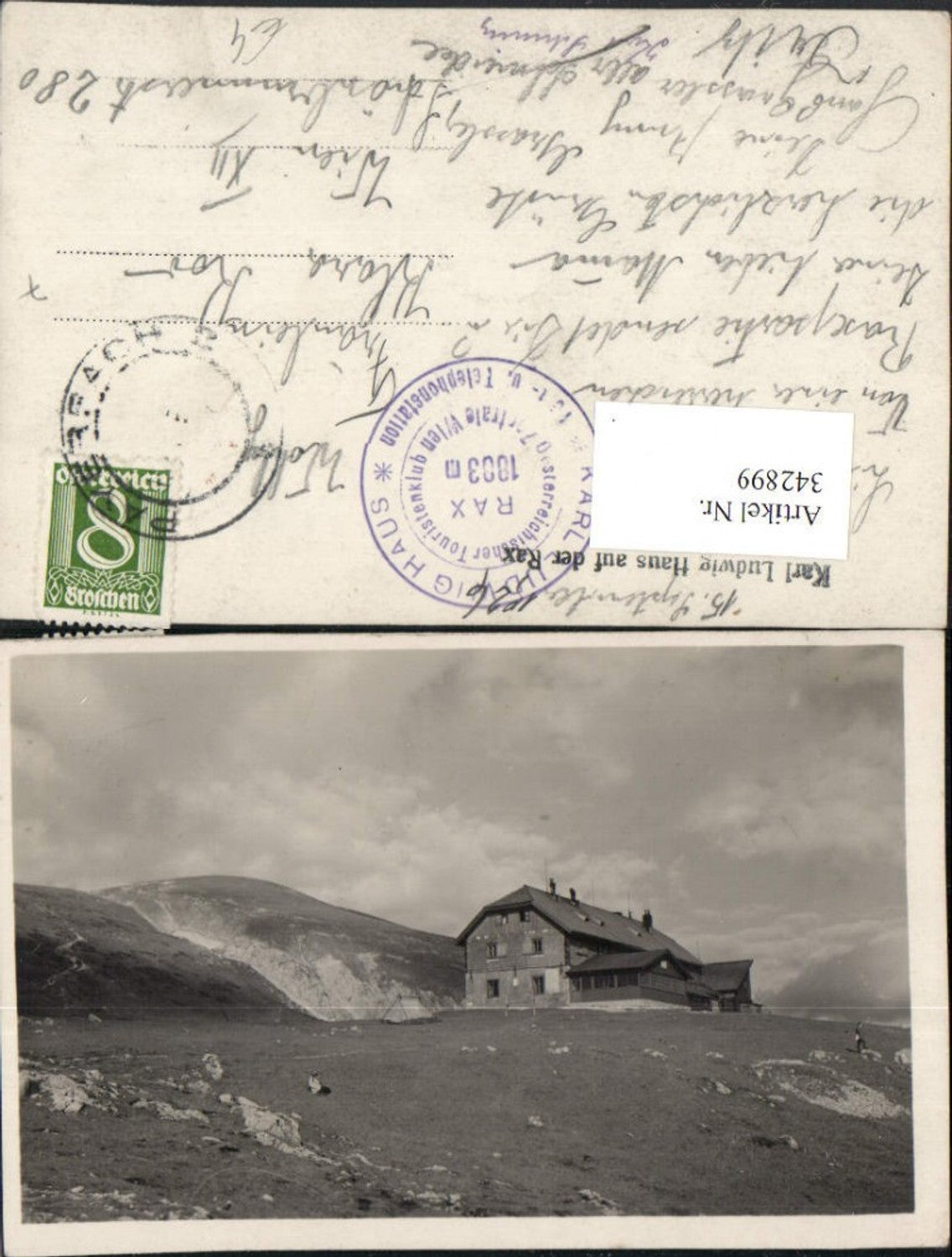 342899,Karl Ludwig-Haus Berghütte auf d. Rax b. Prein Reichenau Bergkulisse