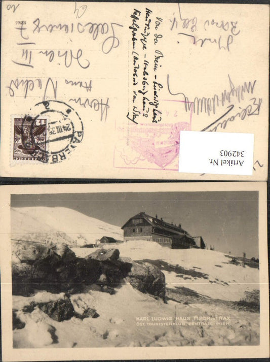 342903,Rax Karl Ludwig-Haus Berghütte b. Prein Reichenau Winterbild