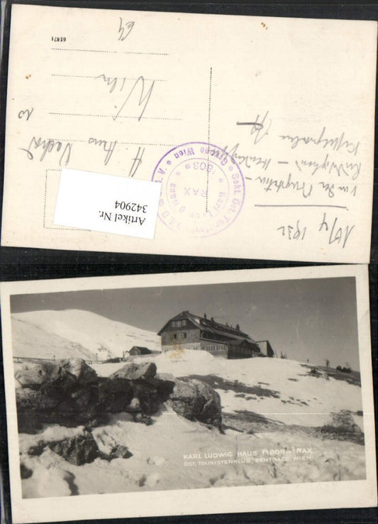 342904,Rax Karl Ludwig-Haus Berghütte b. Prein Reichenau Winterbild